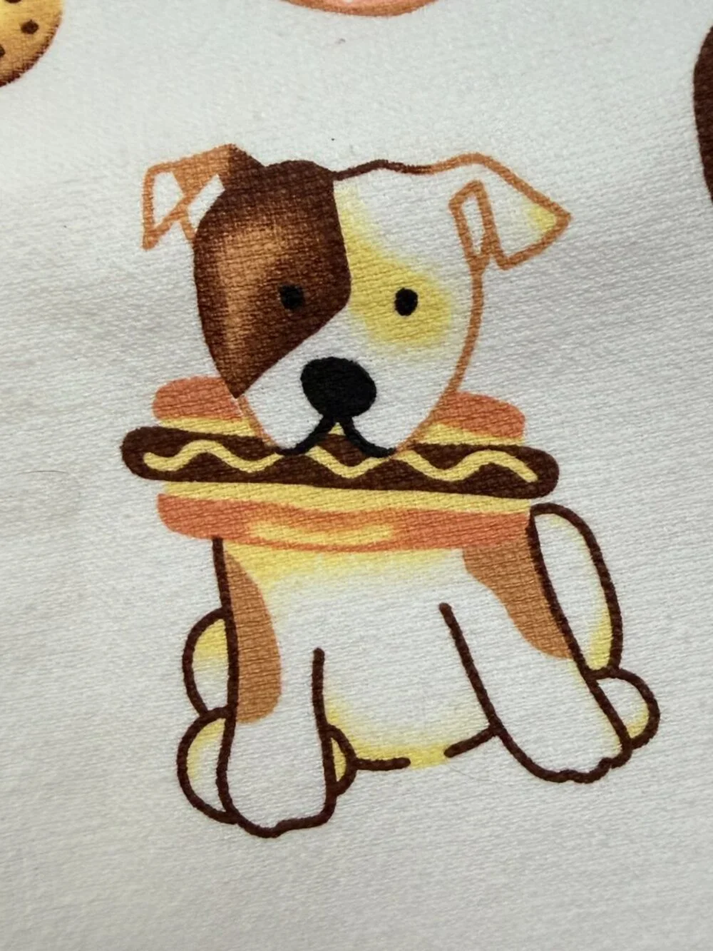 Funny Dog w/ Hot Dog Cotton Tea Towel